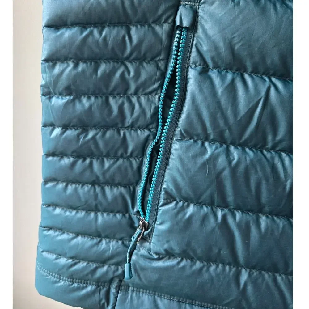 Patagonia Womens XL Down Puffer $179 Dark Borealis Green Striped Vest Retro